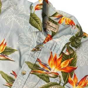 Vintage Hawaiian‎ Two Paddles Bird of Paradise Medium Button Up  Short Sleeve
